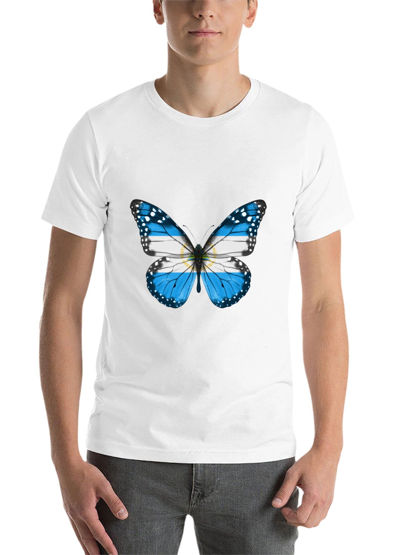 Black Argentina Butterfly T-Shirt - Black Cotton Tee view 14