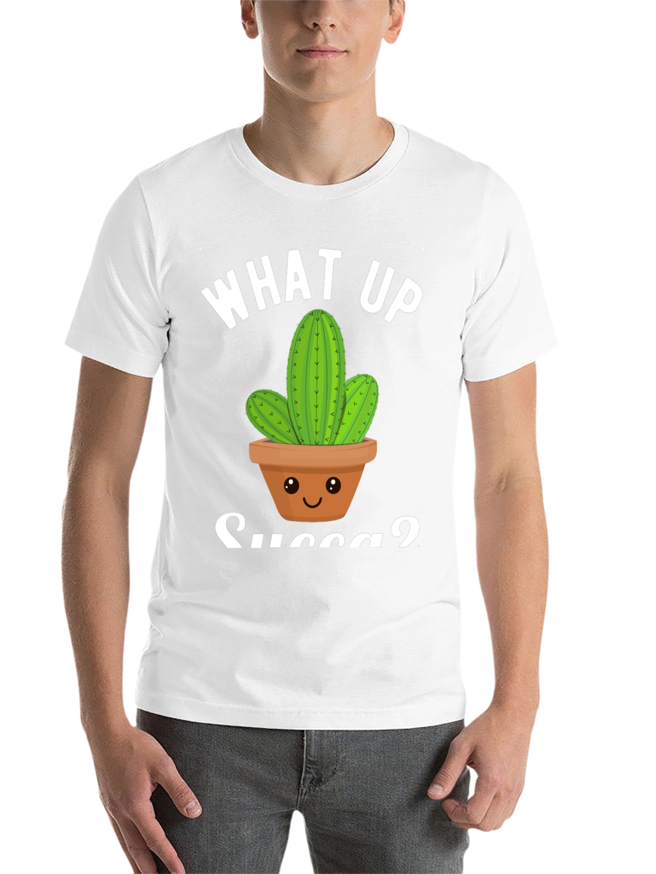 Black What Up Succa? Cactus Graphic T-Shirt view 14