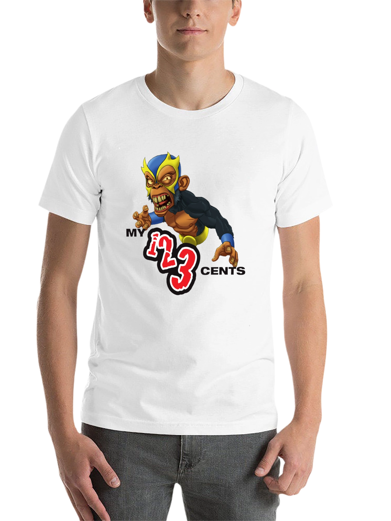 Black Wrestling Monkey Cartoon Graphic Black T-Shirt view 14