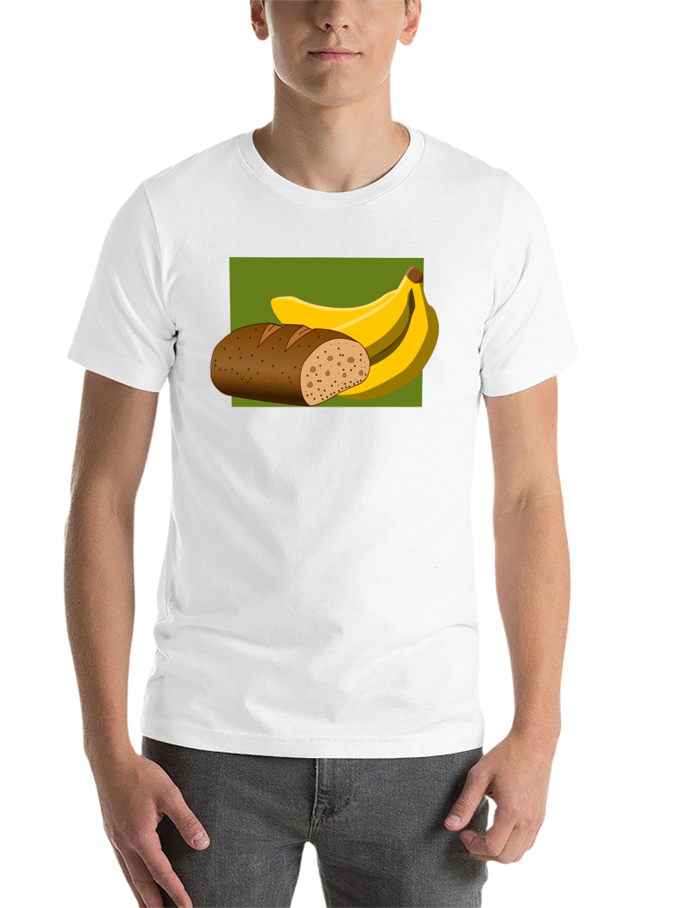 Black Bread & Bananas Graphic Tee - Novelty Food Shirt view 14