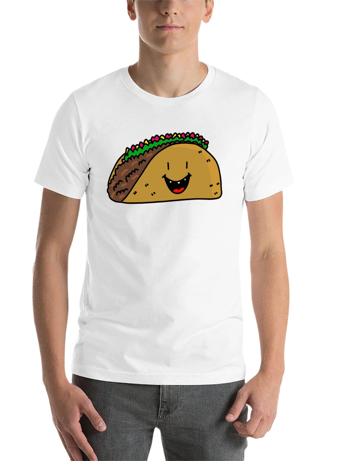 Black Happy Taco Graphic Tee - Black Cotton Blend view 14