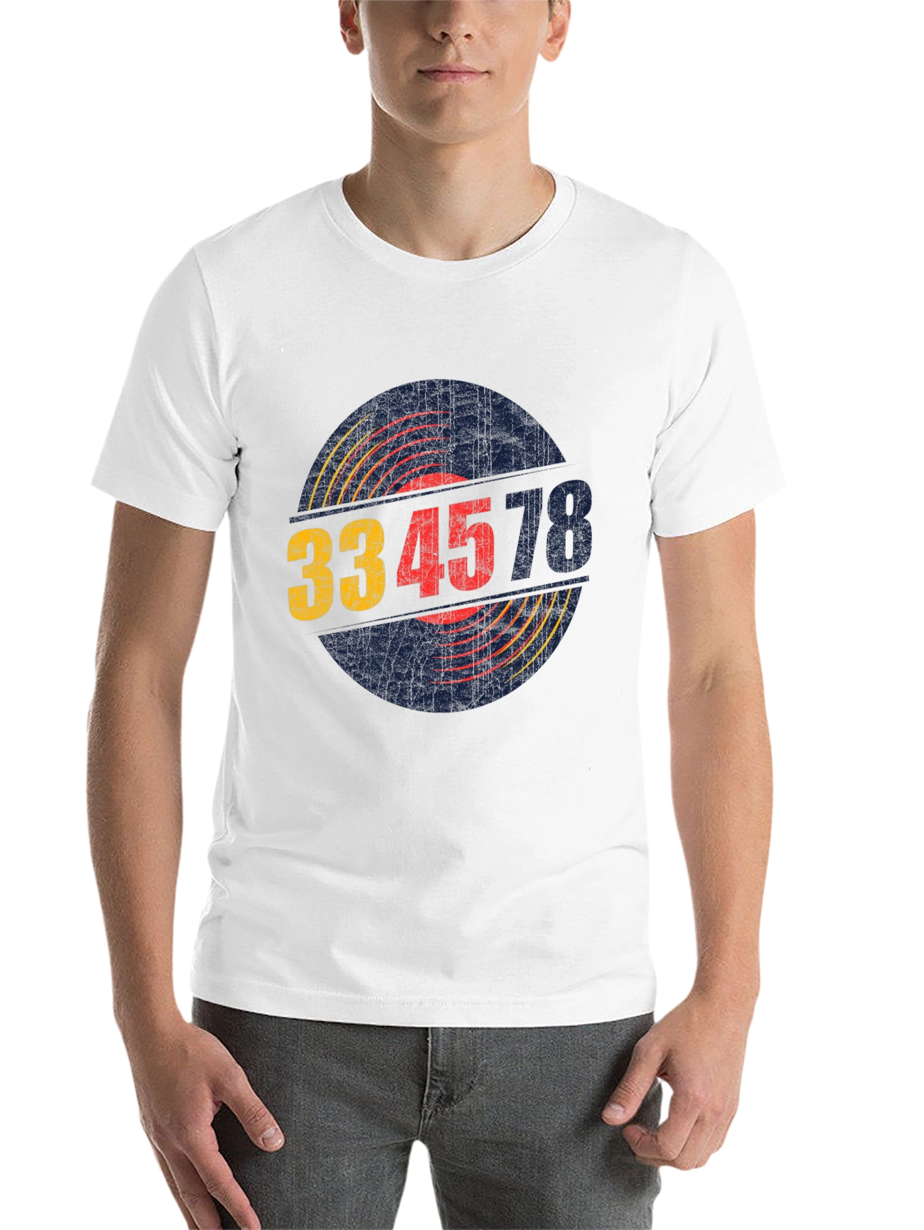 Black Vintage Record Player Speed T-Shirt view 14