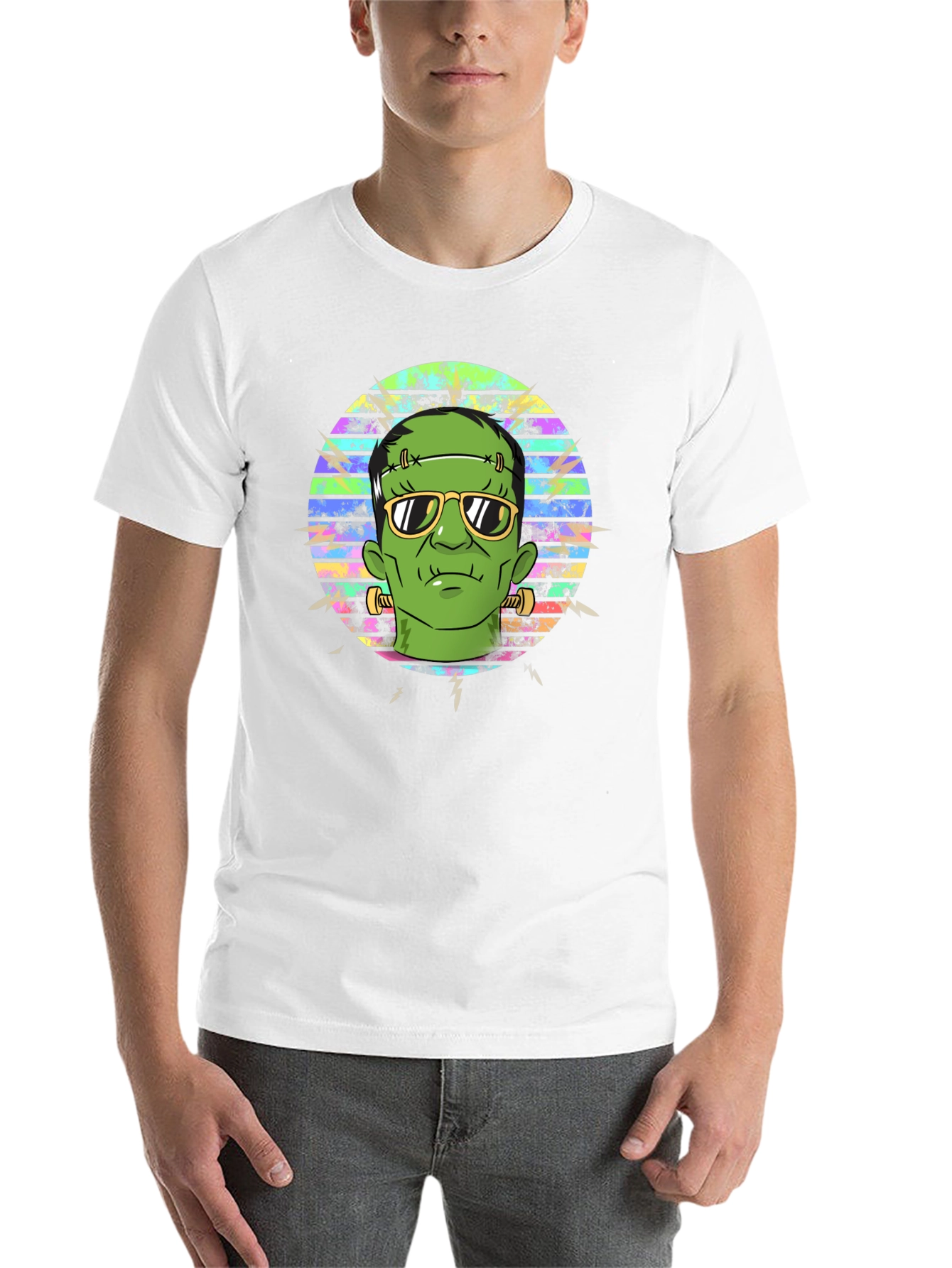 Black Frankenstein Graphic Tee - Retro Halloween T-Shirt view 14