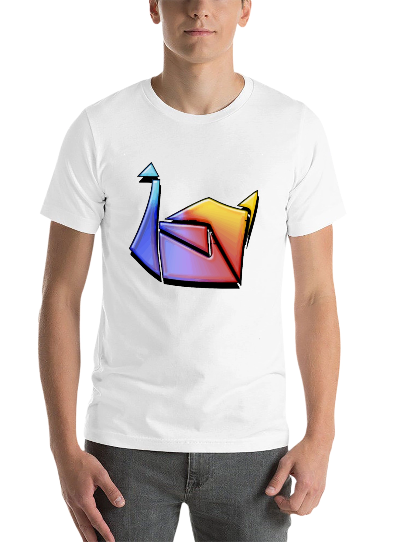 Black Abstract Colorful Origami Graphic Tee view 14
