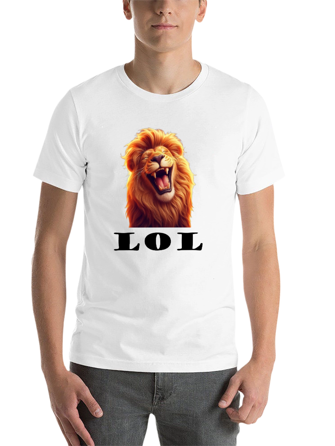 Black Laughing Lion LOL Graphic Tee - Black view 14
