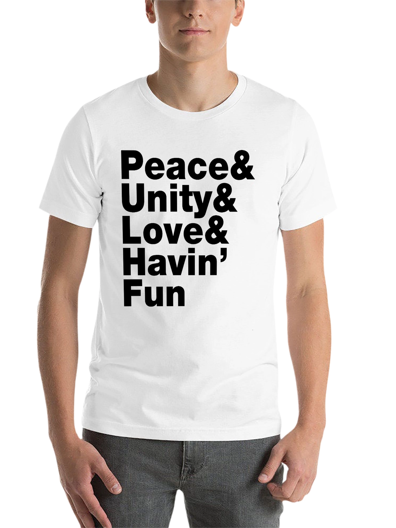 Black Peace Unity Love Fun Black Graphic Tee view 14