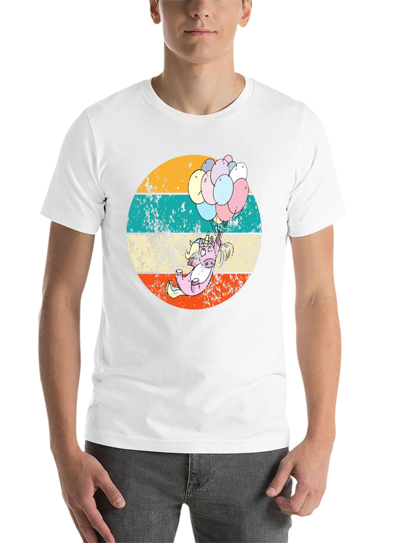 Black Retro Unicorn Balloons Graphic Tee view 14