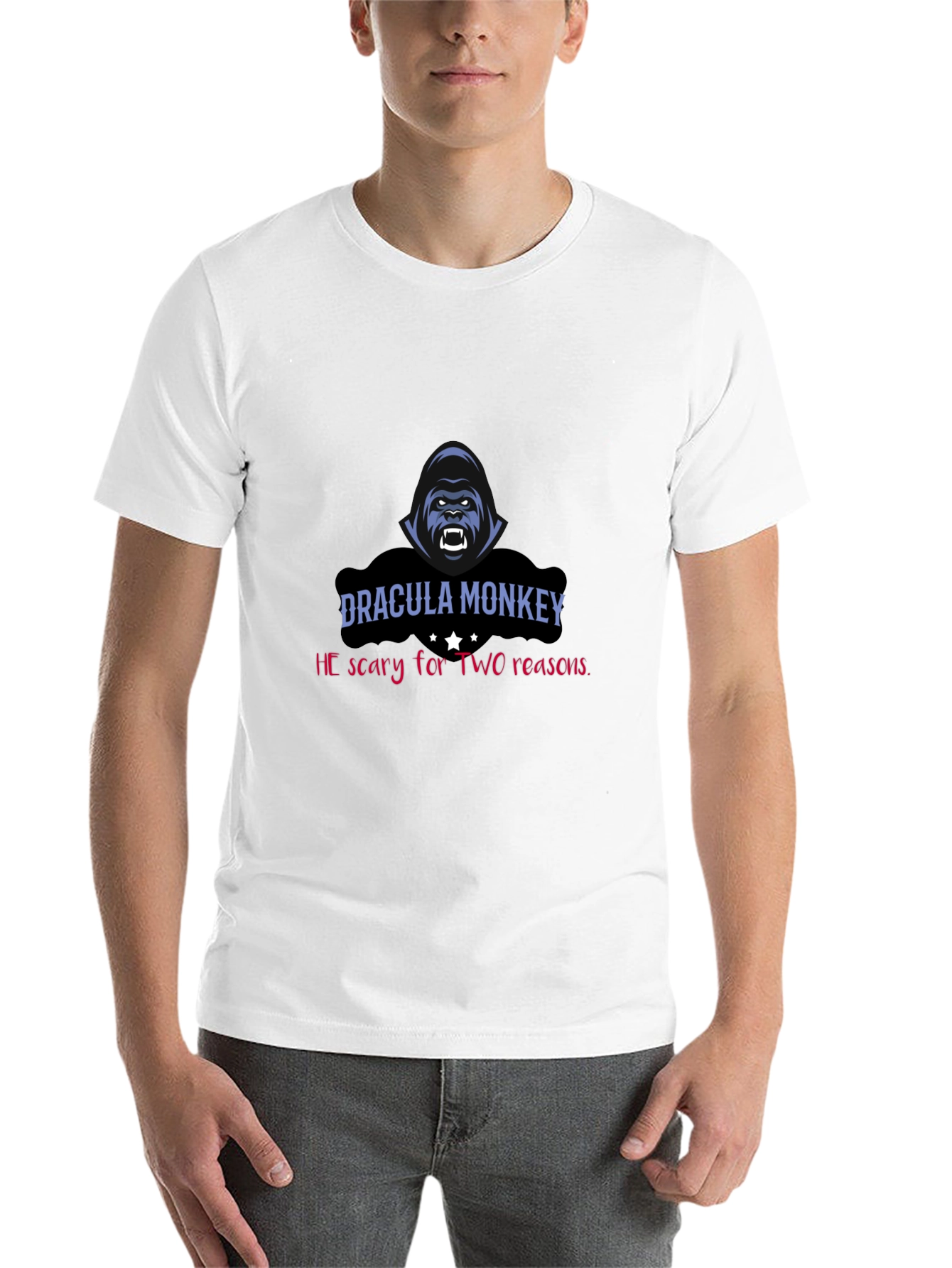 Black Dracula Monkey Graphic Tee - Scary For Two Reasons! view 14
