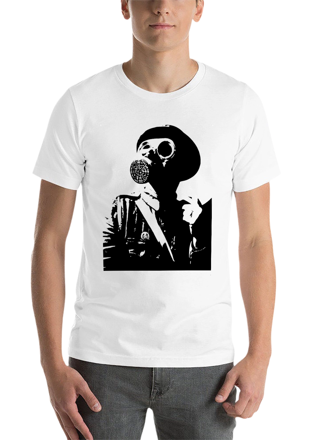 Black Dark Gas Mask Graphic Tee - Men's Black T-Shirt view 14
