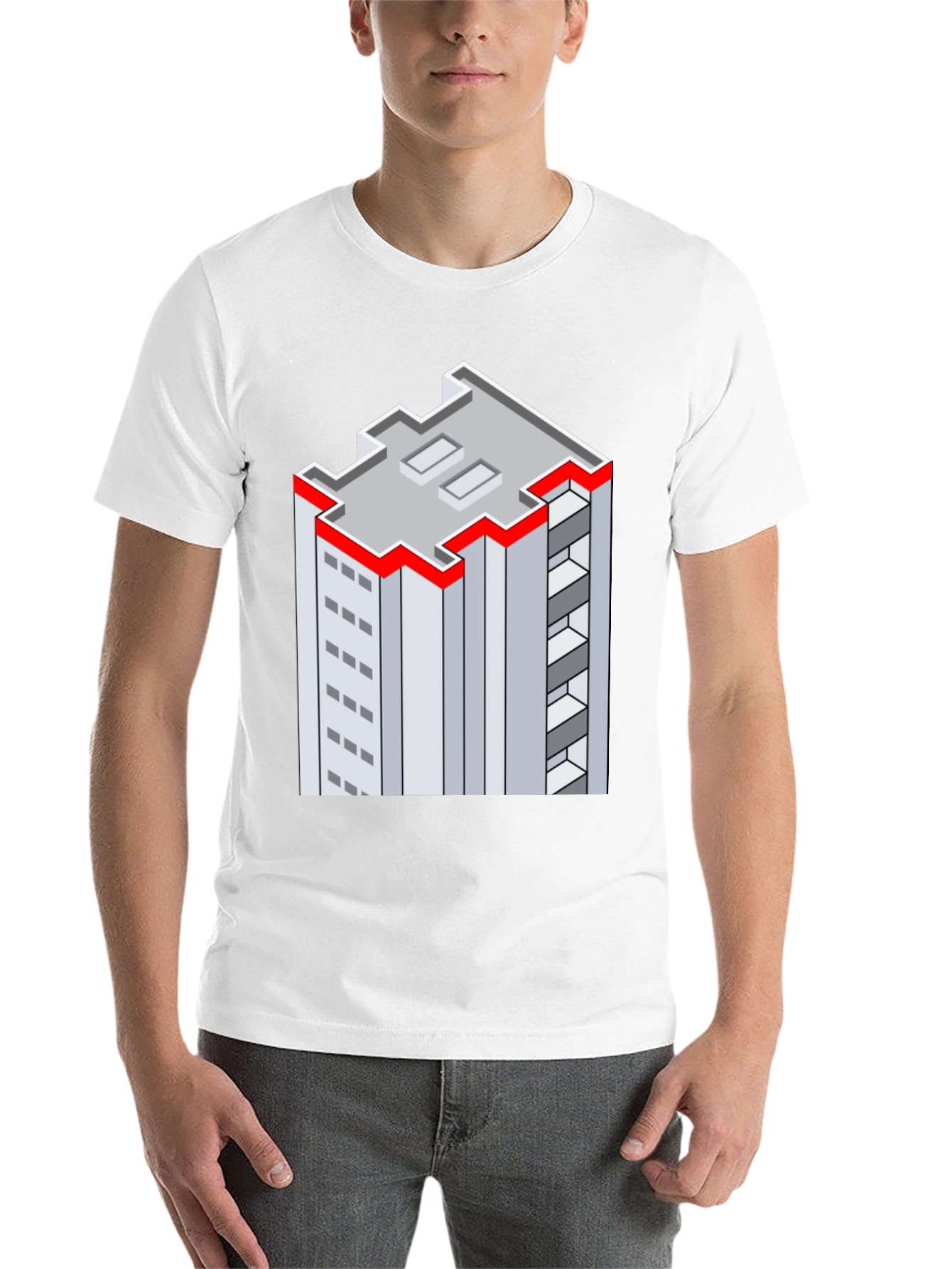 Black Isometric Building Graphic Tee - Unique Style view 14