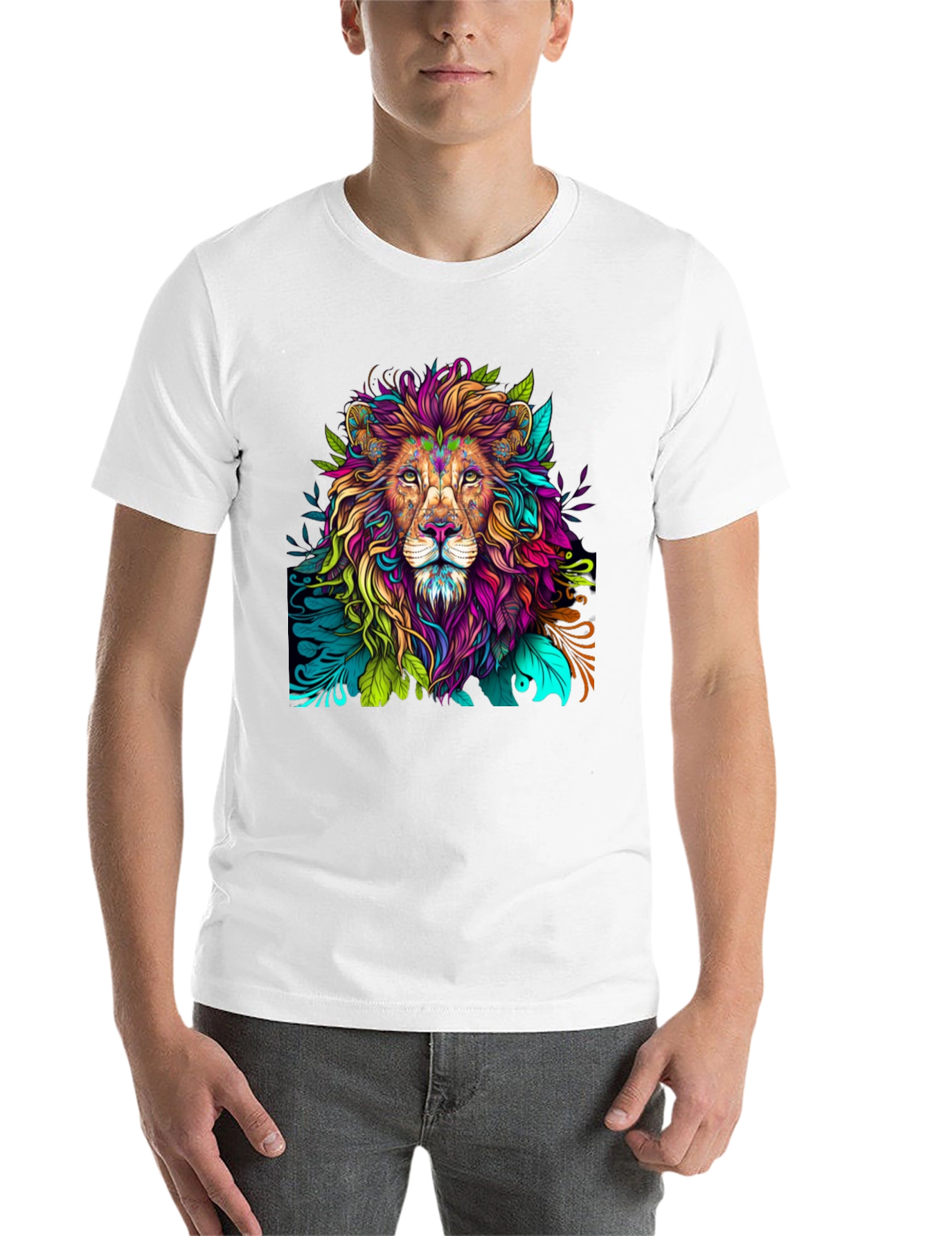 Black Colorful Lion Graphic Tee - Bold Style view 14