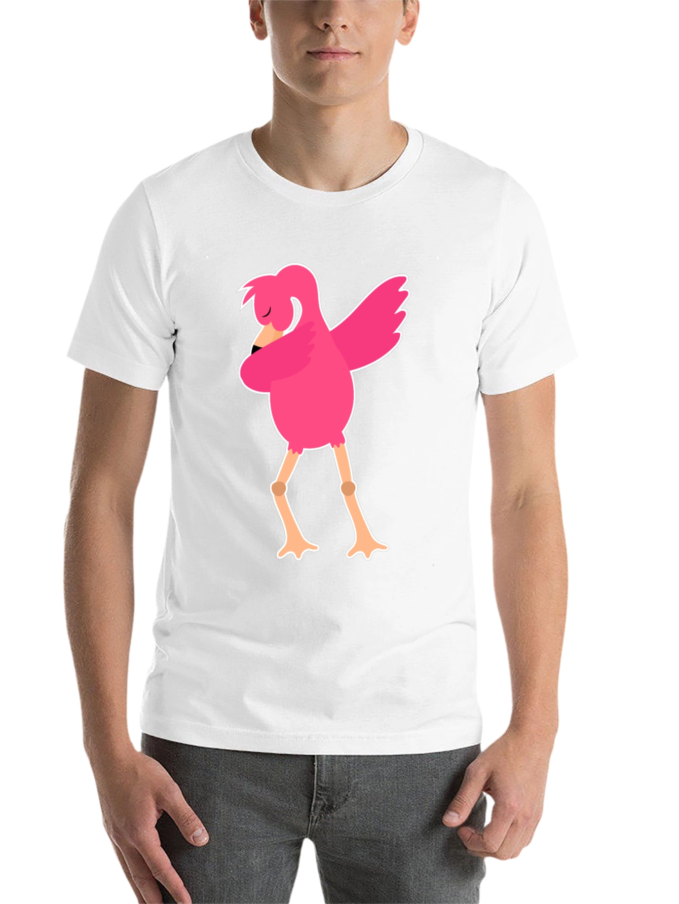 Black Funny Flamingo Dab Dance Black T-Shirt view 14