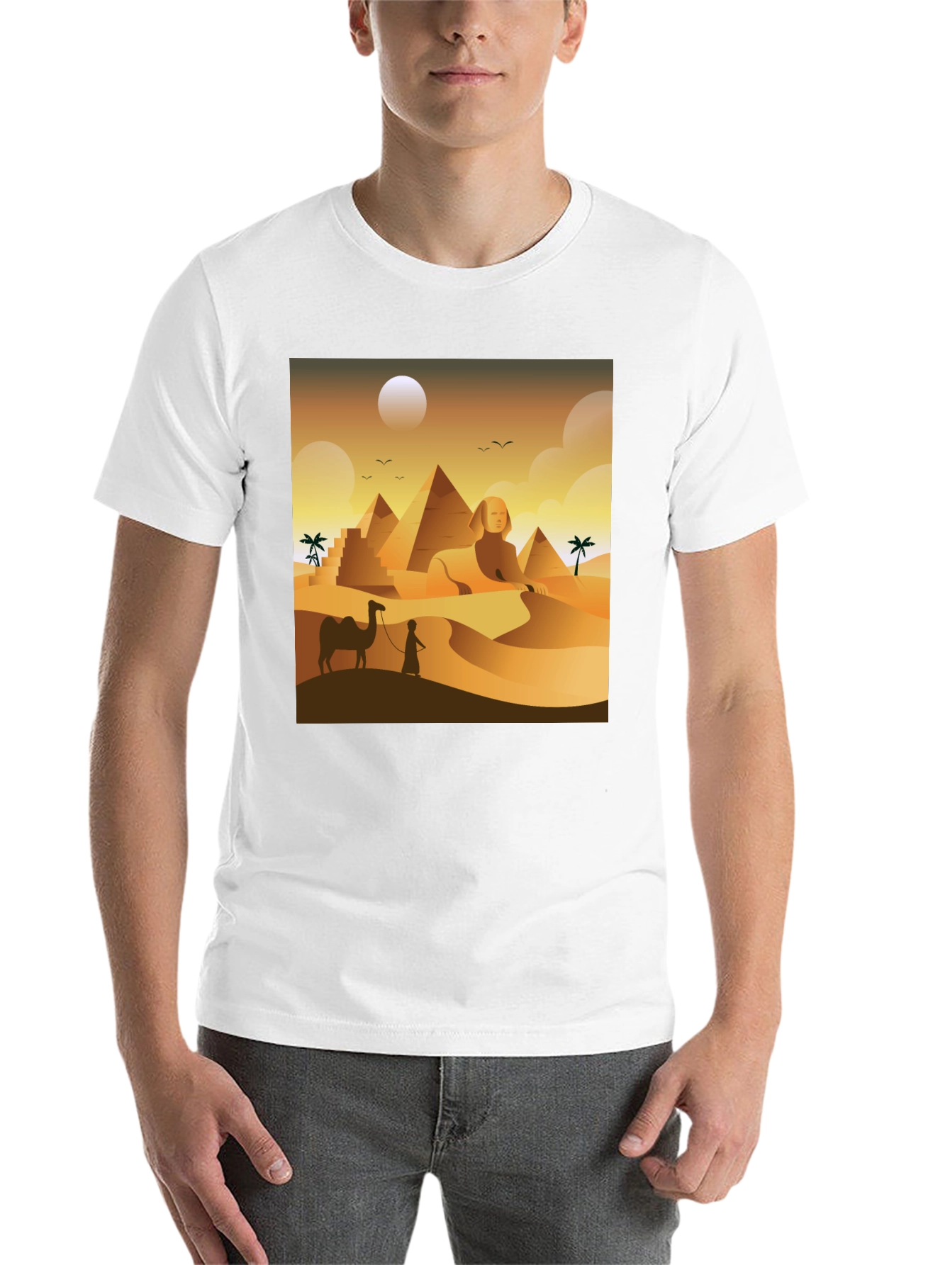 Black Egyptian Desert T-Shirt: Sphinx & Pyramids view 14