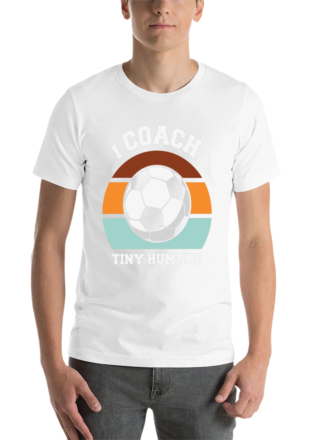 Black I Coach Tiny Humans Soccer T-Shirt - Great Gift view 14