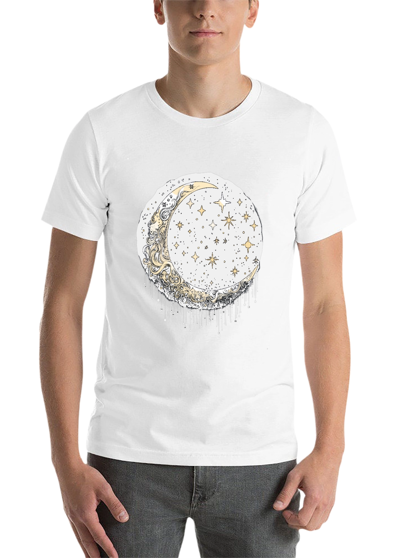 Black Celestial Moon & Stars Graphic Tee view 14