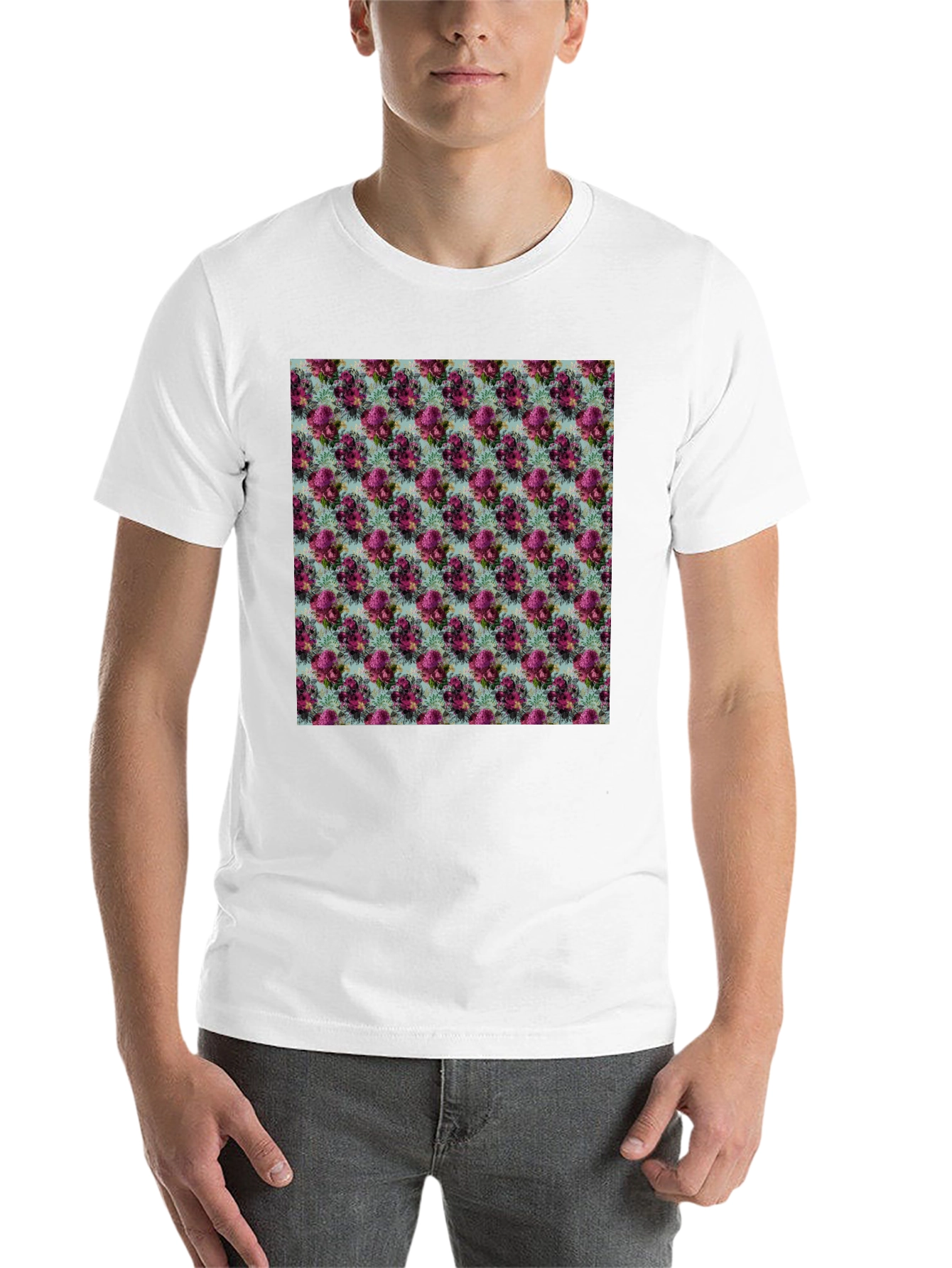 Black Floral Pattern T-Shirt view 14