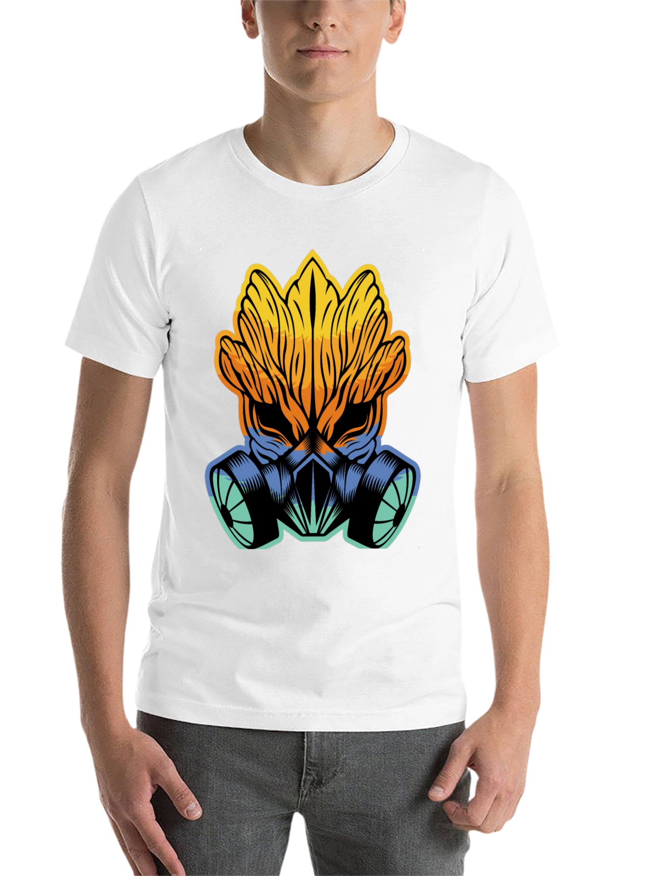 Black Graphic Tee - Unique Gas Mask Design view 14