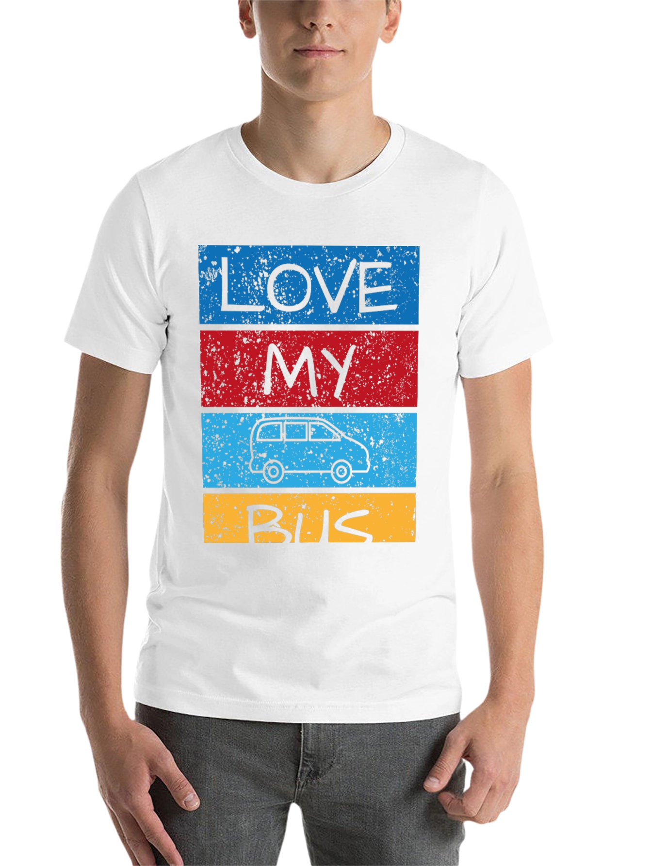 Black Love My Bus T-Shirt - Retro Van Design view 14