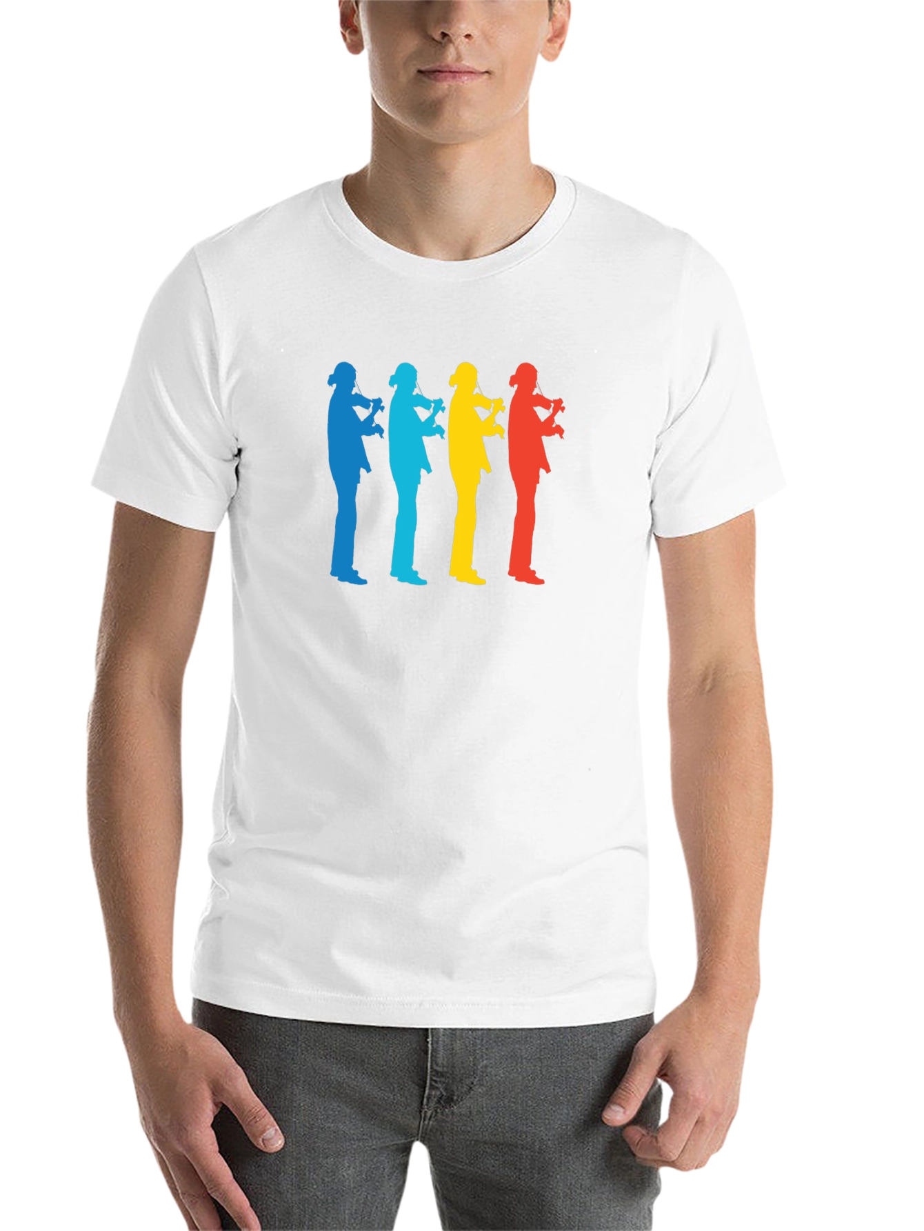 Black Rainbow Violinist Silhouette Graphic Tee - Cool Music Lover Shirt view 14