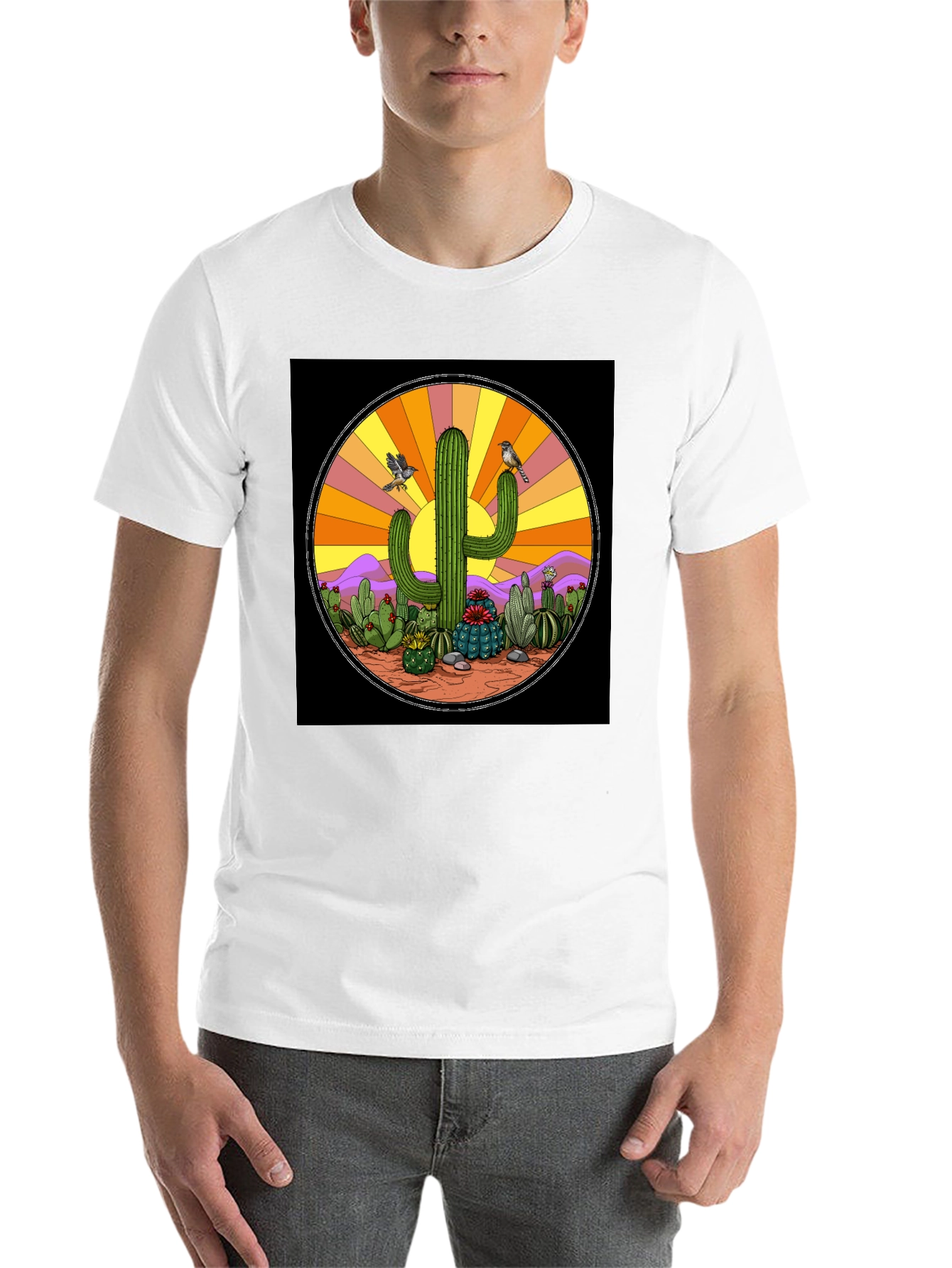 Black Cactus Desert Graphic T-Shirt view 14