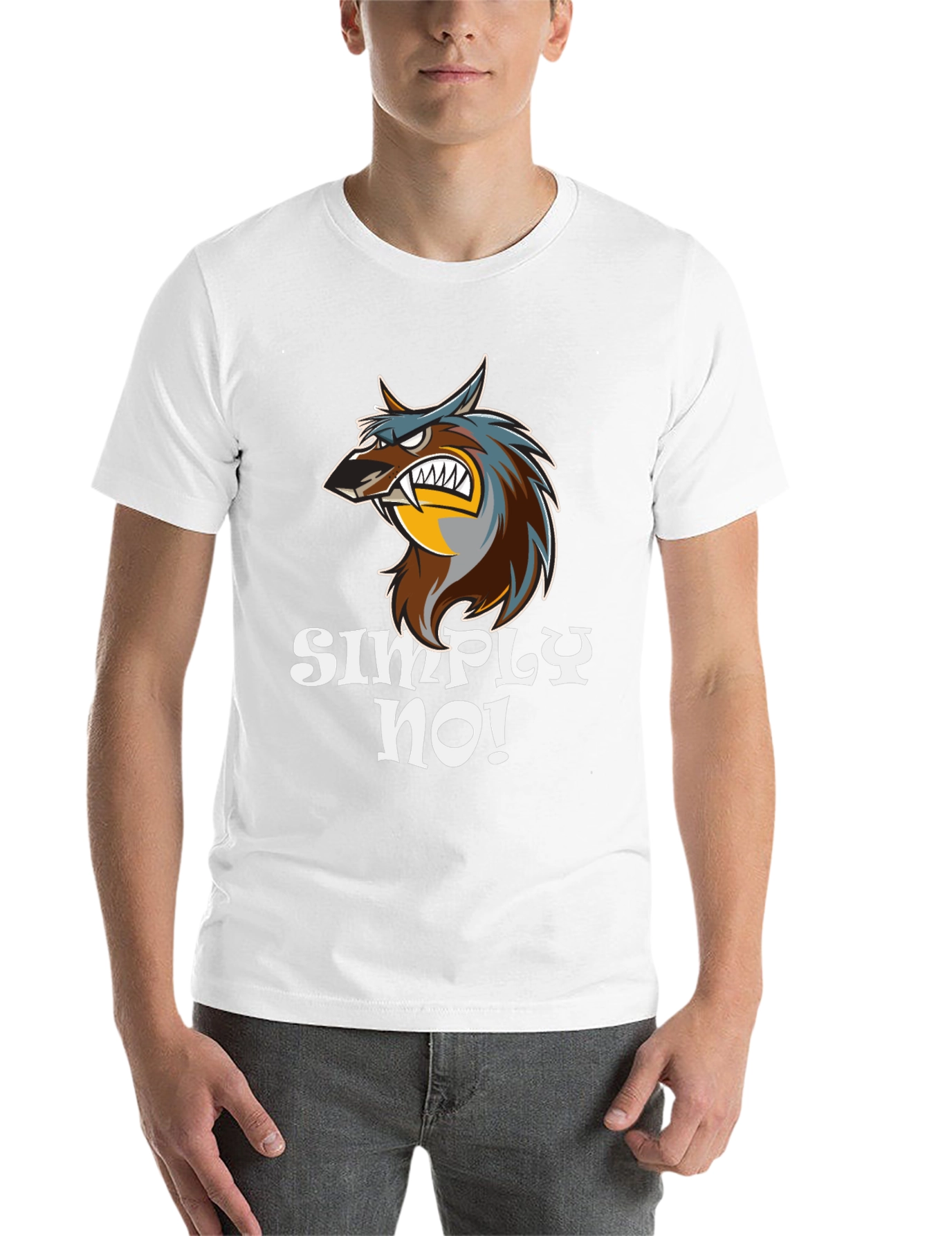 Black Simply No! Graphic Tee - Angry Wolf Design view 14