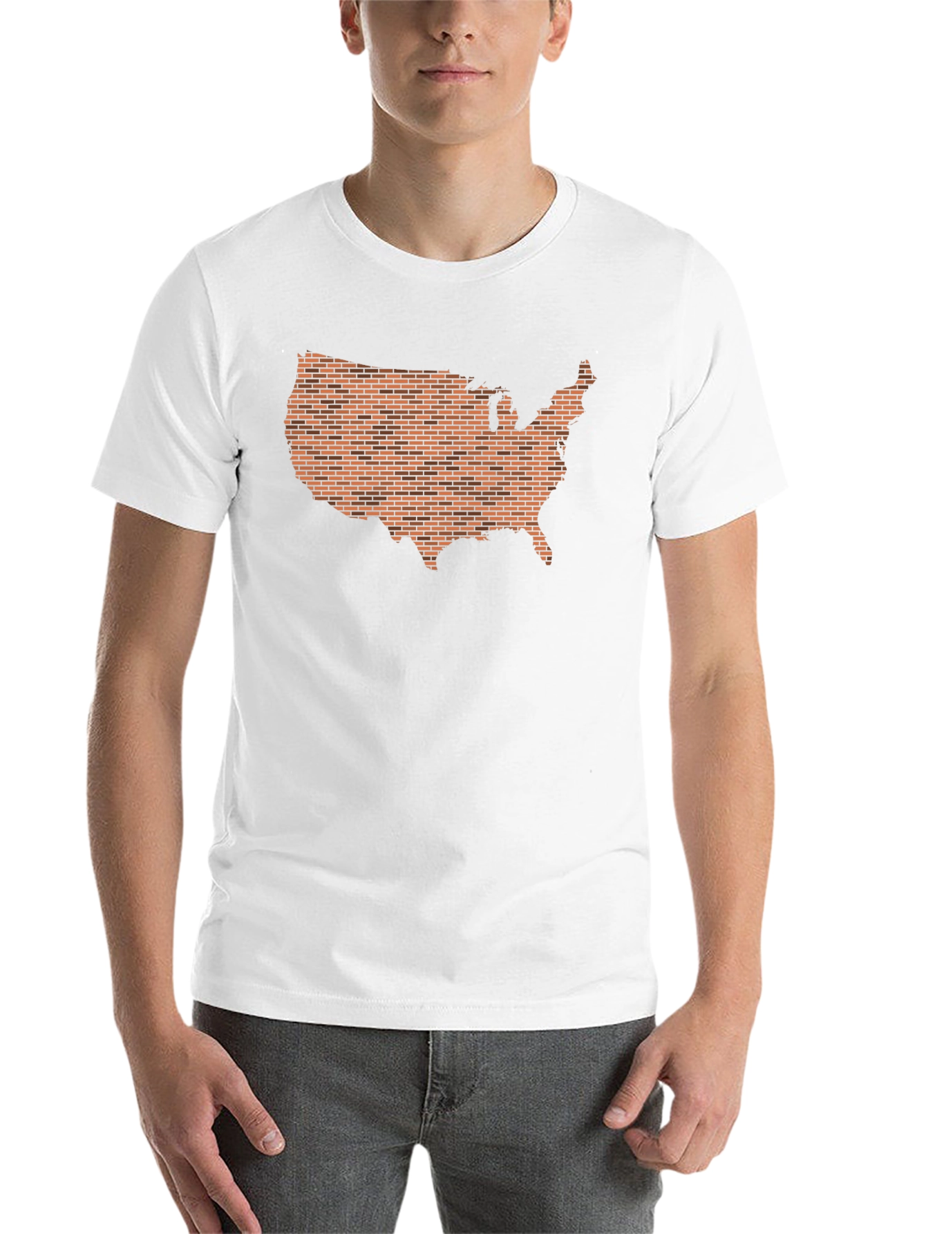 Black USA Brick Design T-Shirt - Black Graphic Tee view 14