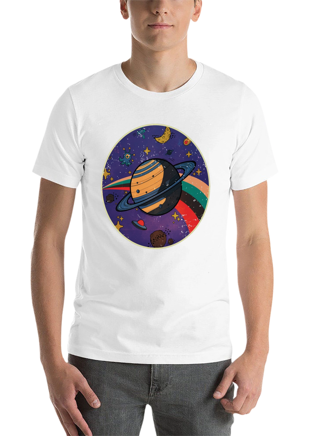 Black Retro Planet T-Shirt view 14