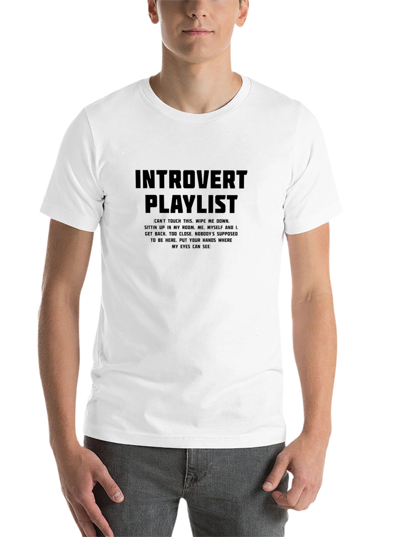 Black Introvert Playlist Graphic Tee - Black view 14