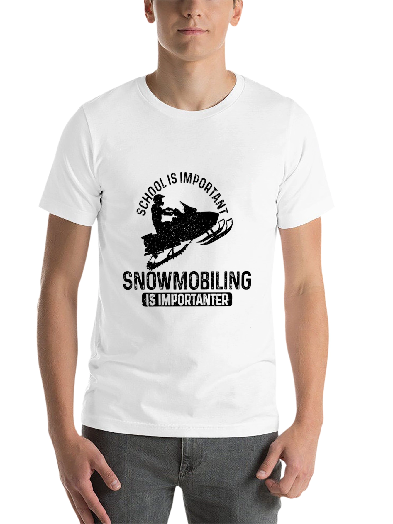 Black Snowmobiling Is Importanter T-Shirt view 14