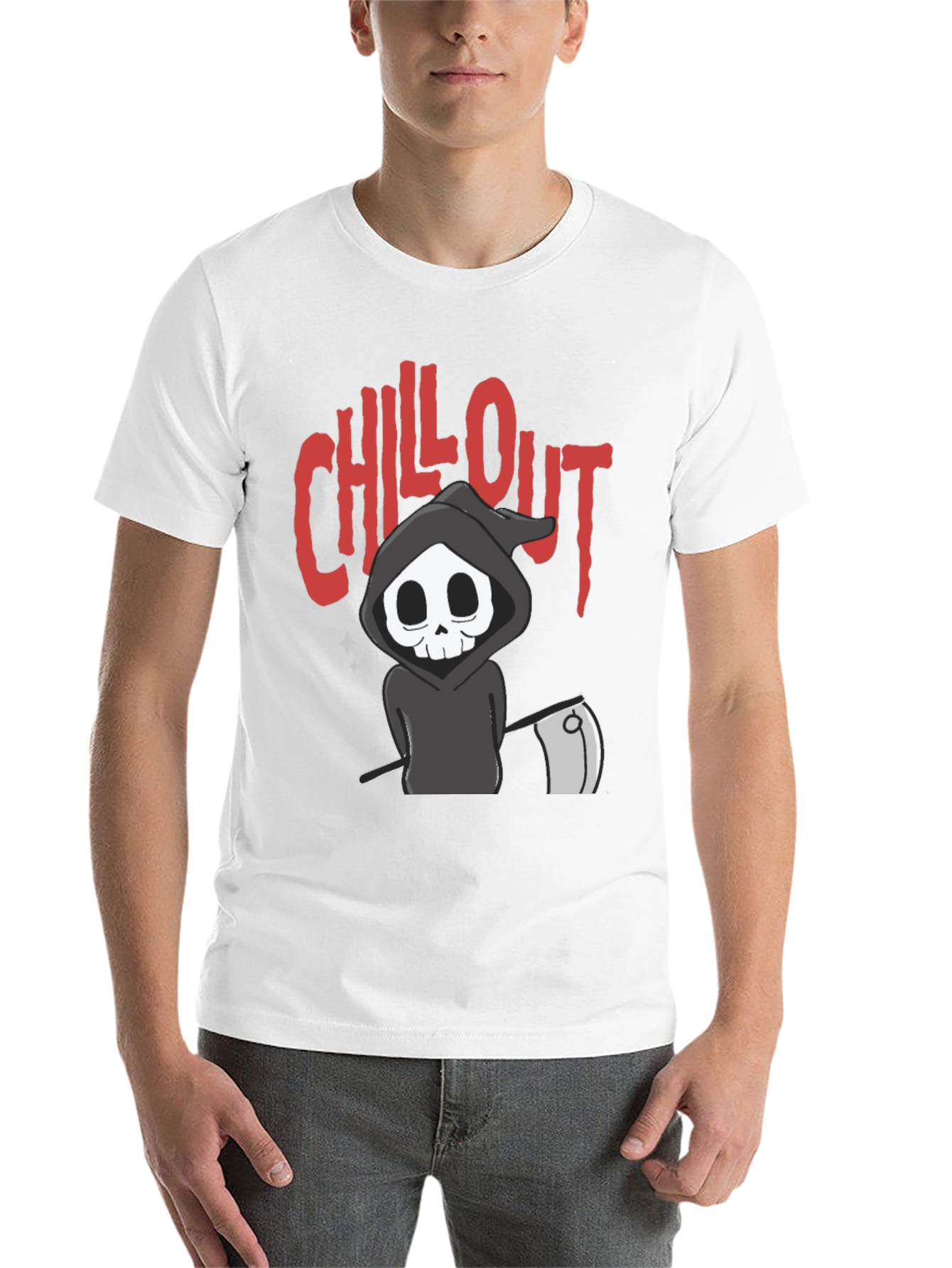 Black Chill Out Grim Reaper Graphic T-Shirt view 14