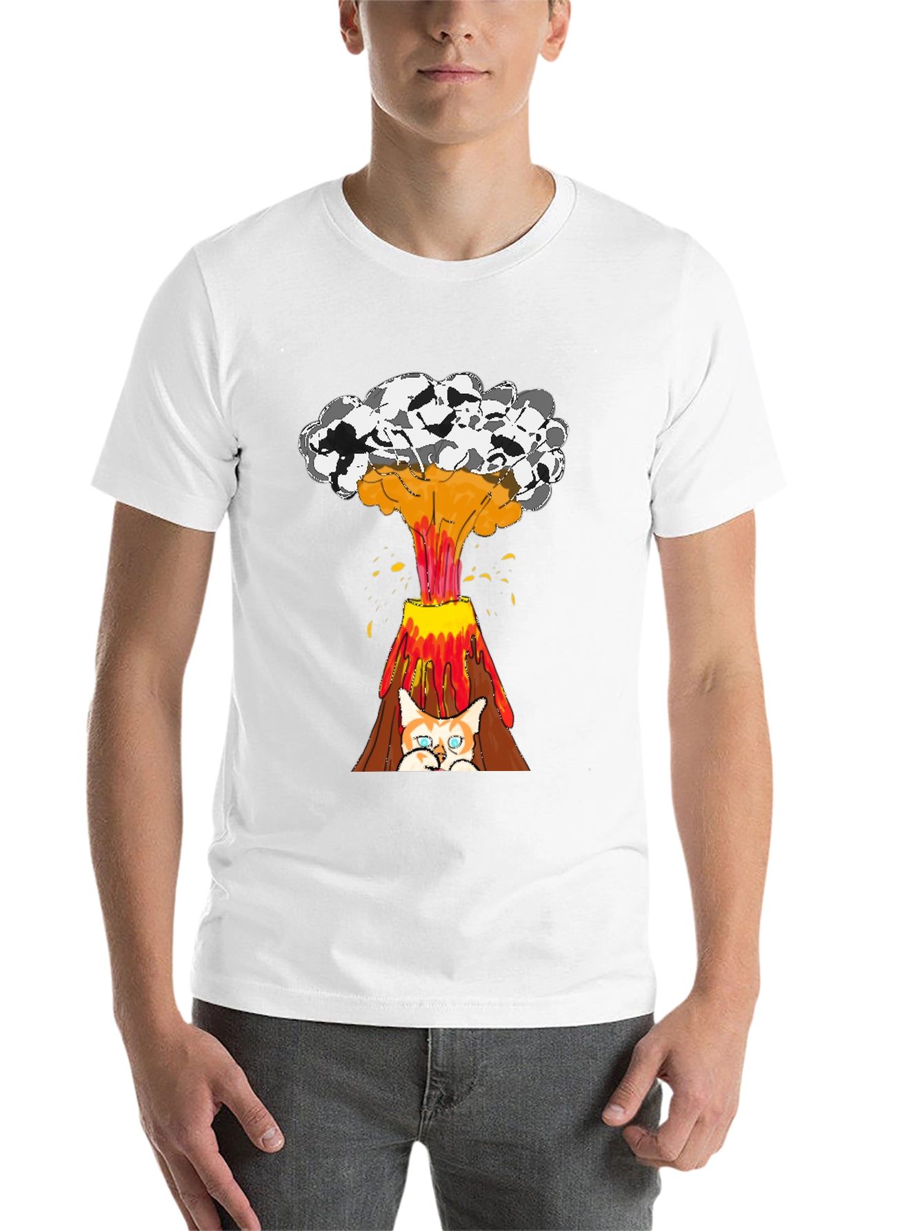 Black Cat Volcano T-Shirt - Explosive Style view 14