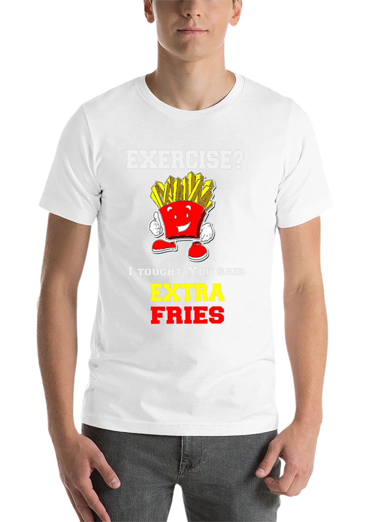 Black Funny Extra Fries Graphic T-Shirt view 14