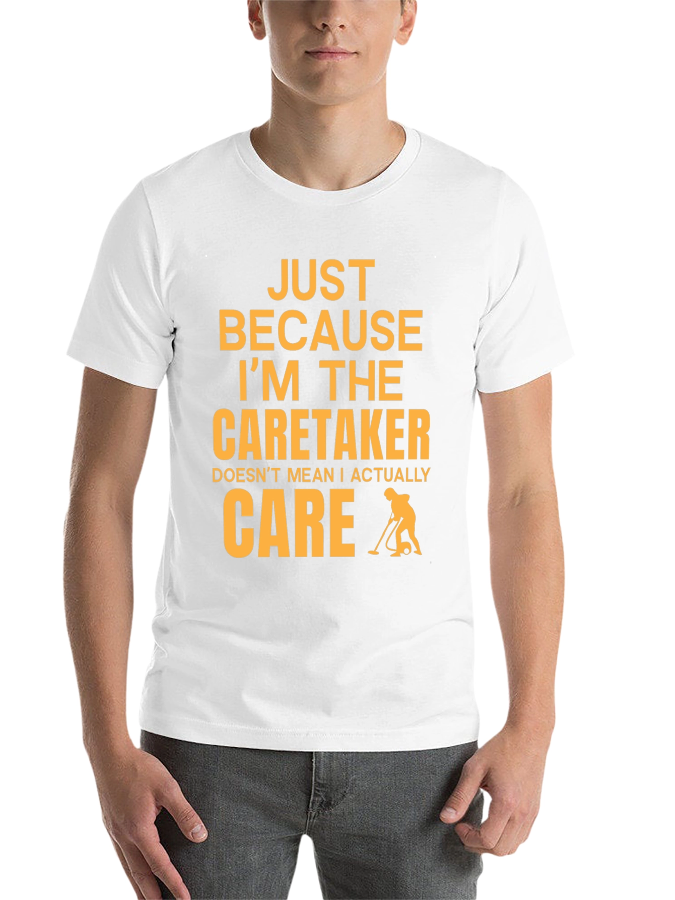 Black Caretaker Humor T-Shirt - I Don't Care! view 14