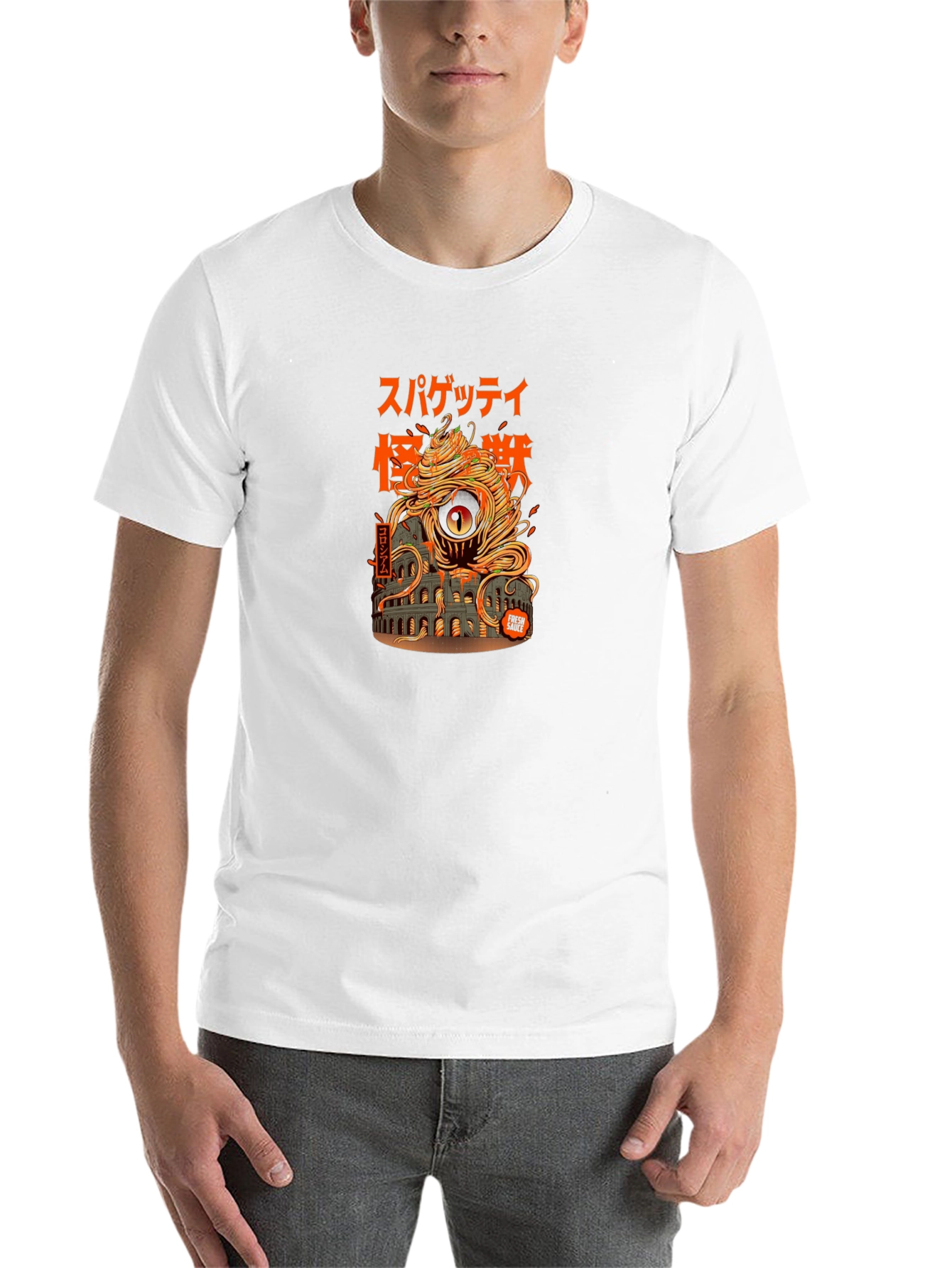 Black Spaghetti Monster Graphic T-Shirt - Colosseum Design view 14