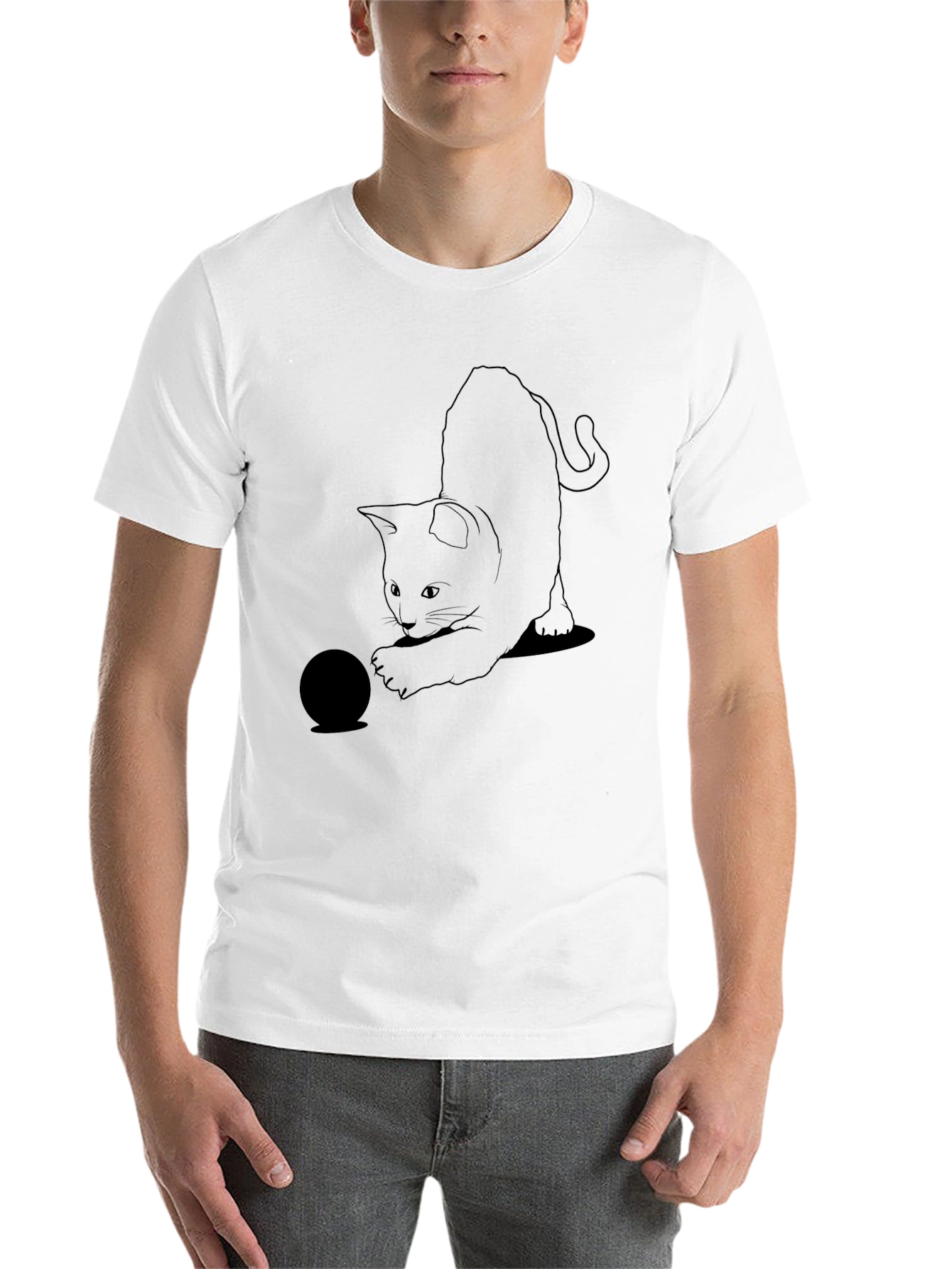 Black Black Cat Playing T-Shirt - Unique Graphic Tee view 14
