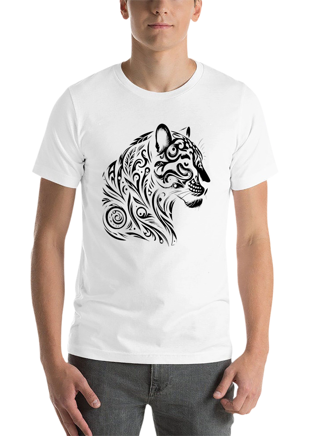 Black Black Jaguar Graphic Print T-Shirt view 14