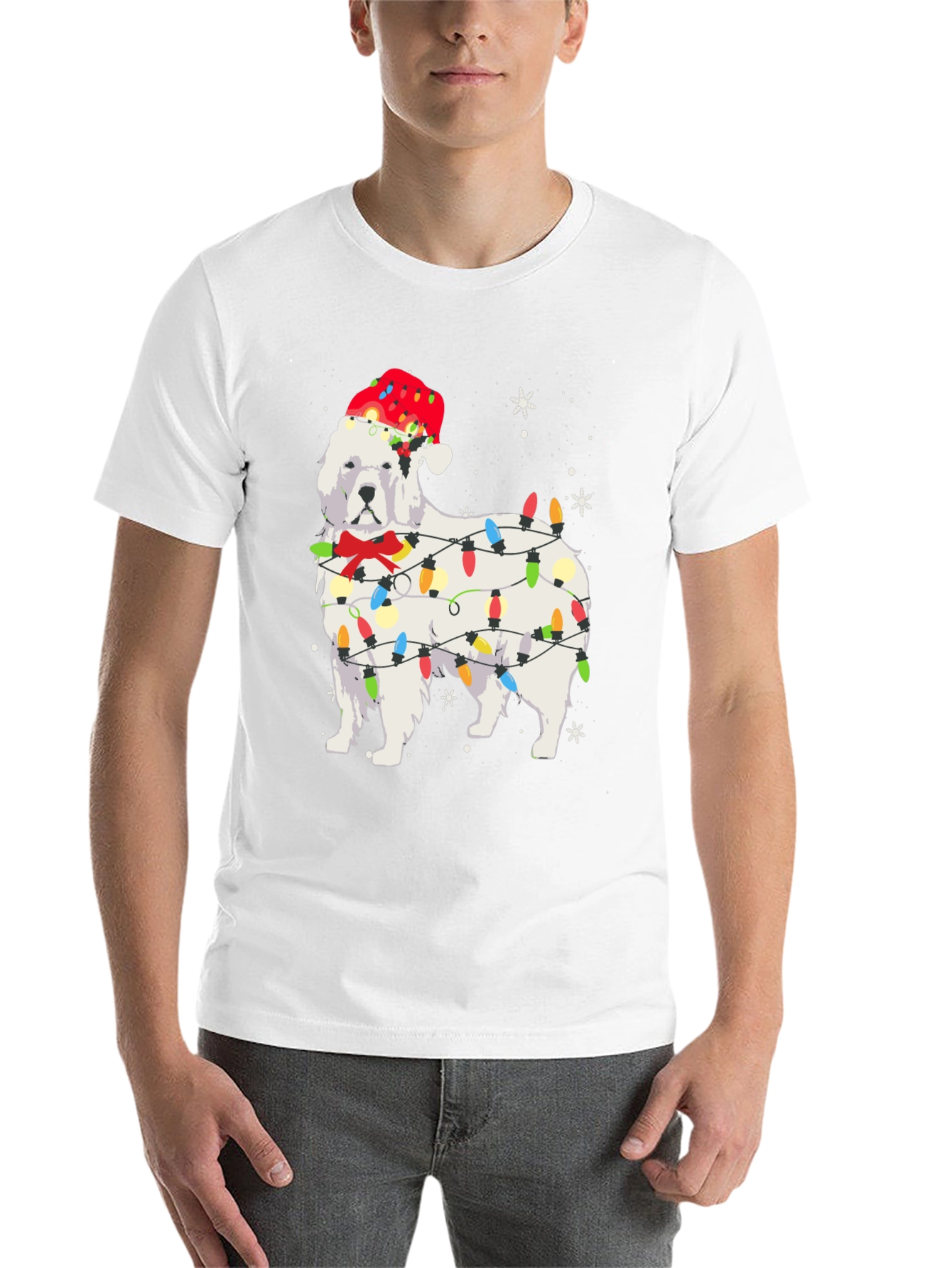 Festive Dog Christmas Lights T-Shirt - 14