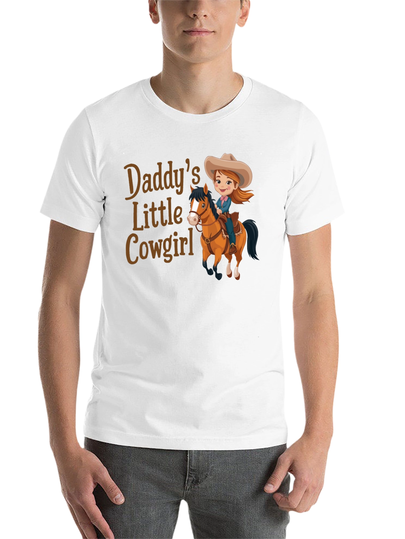 Black Daddy's Little Cowgirl T-Shirt Cute Horse Design view 14