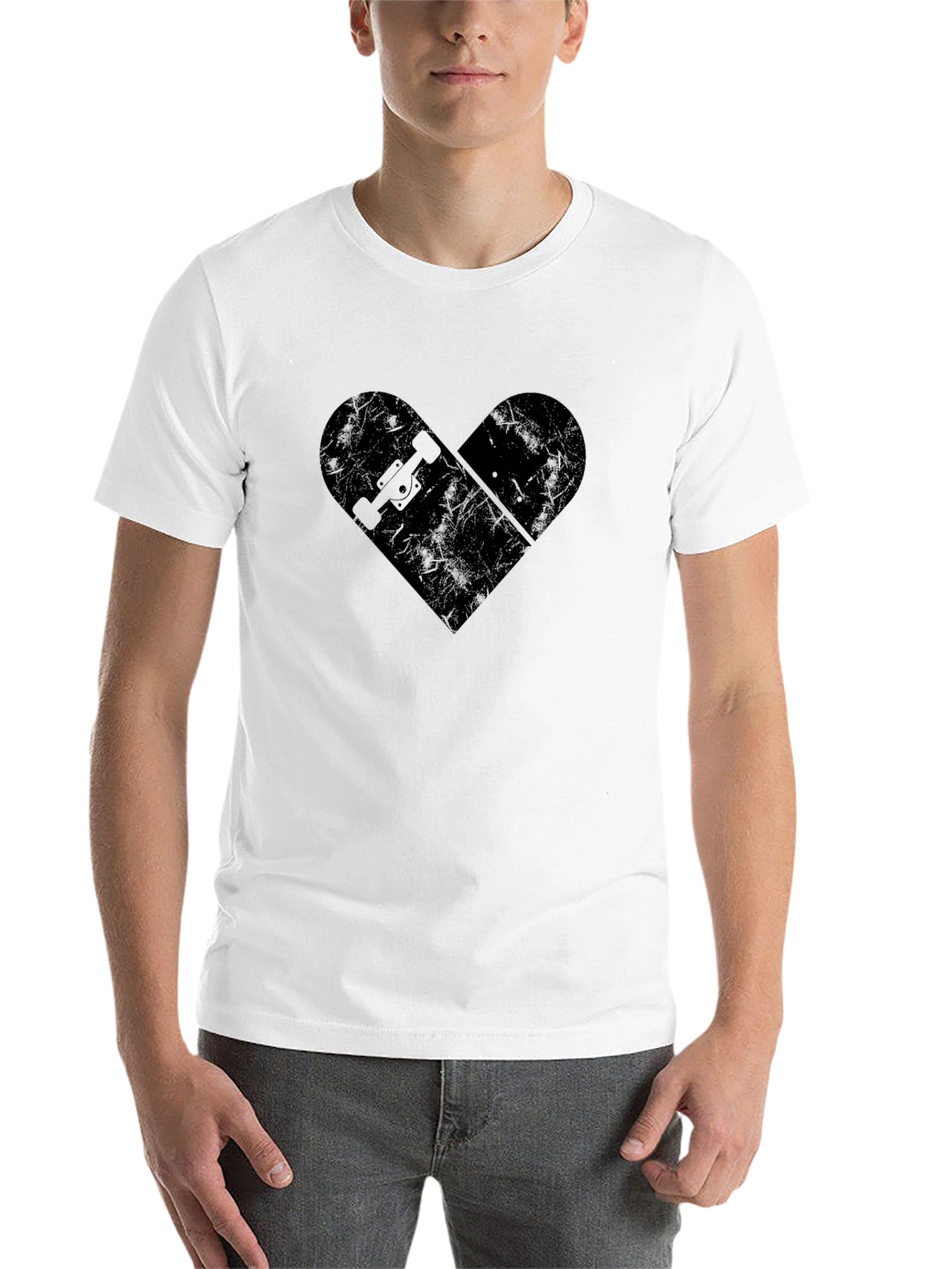 Black Skateboard Heart Graphic T-Shirt - Black view 14