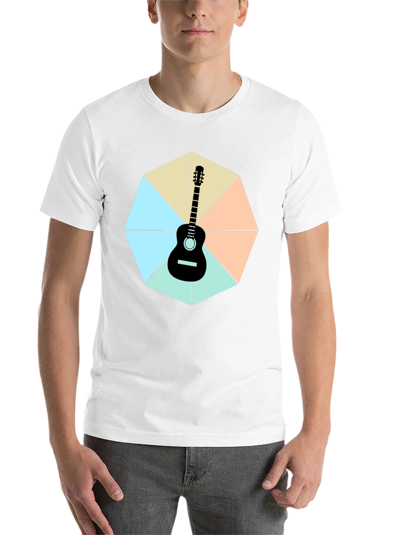 Black Guitar Geometric Graphic Tee view 14