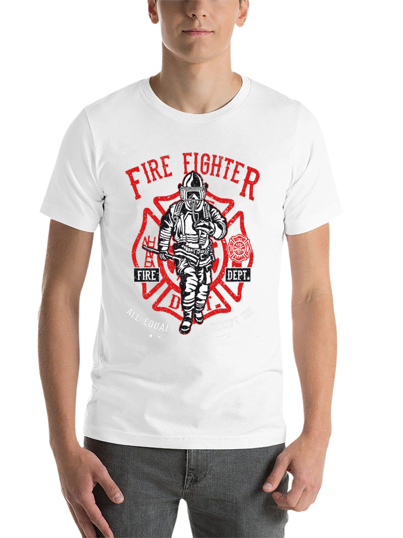 Black Firefighter Graphic T-Shirt - All Equal Except view 14