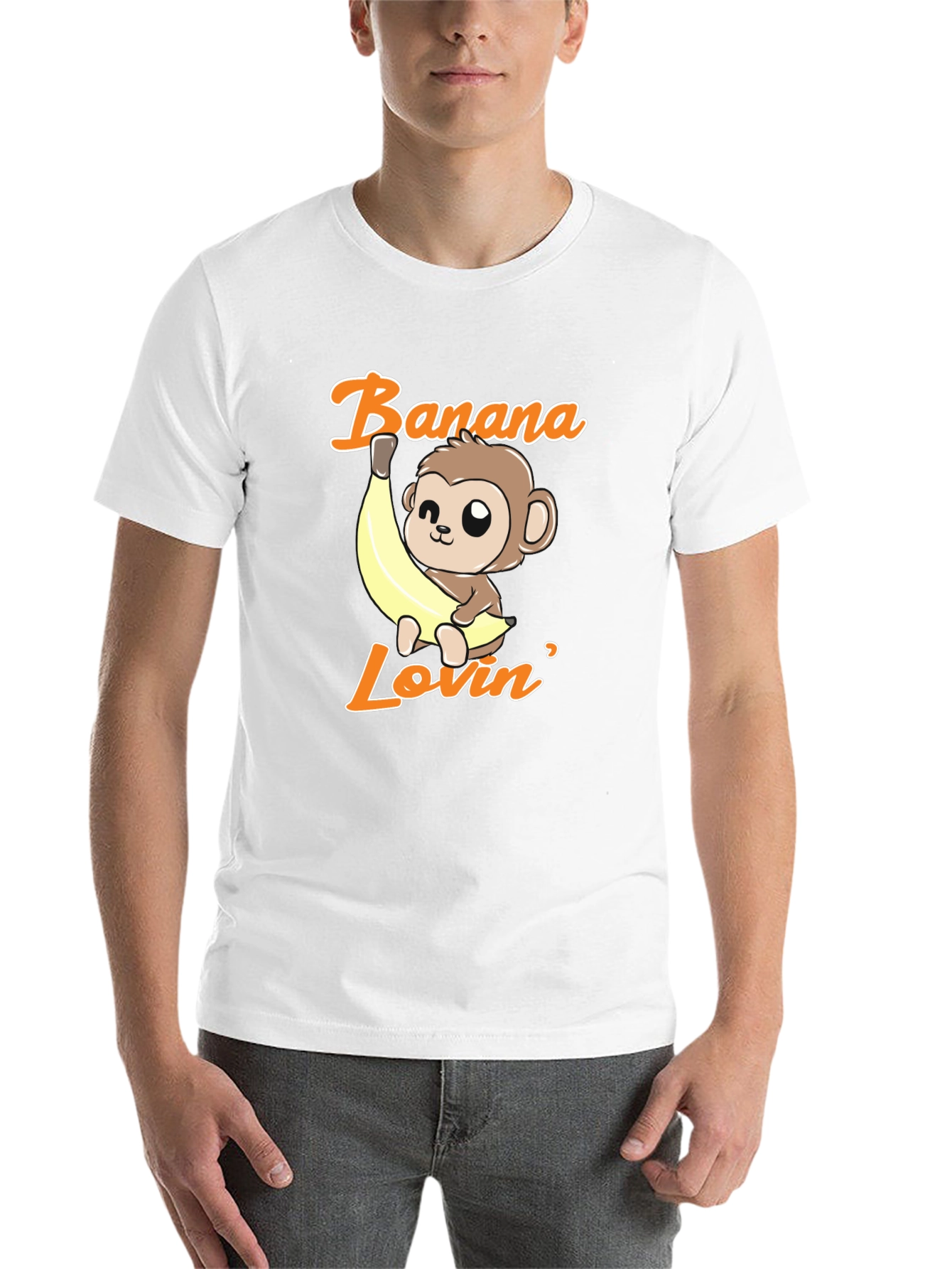 Black Banana Lovin' Monkey T-Shirt - Cute Cartoon Graphic Tee view 14