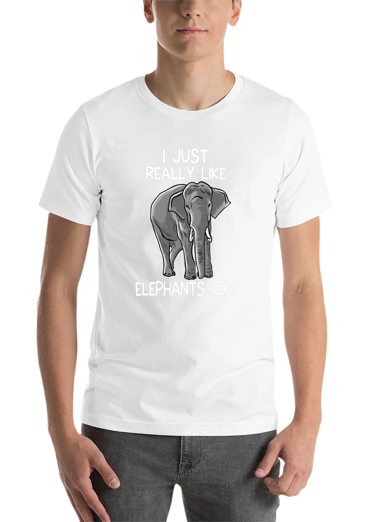 Black Elephant Lover T-Shirt - I Just Really Like Elephants Ok? view 14