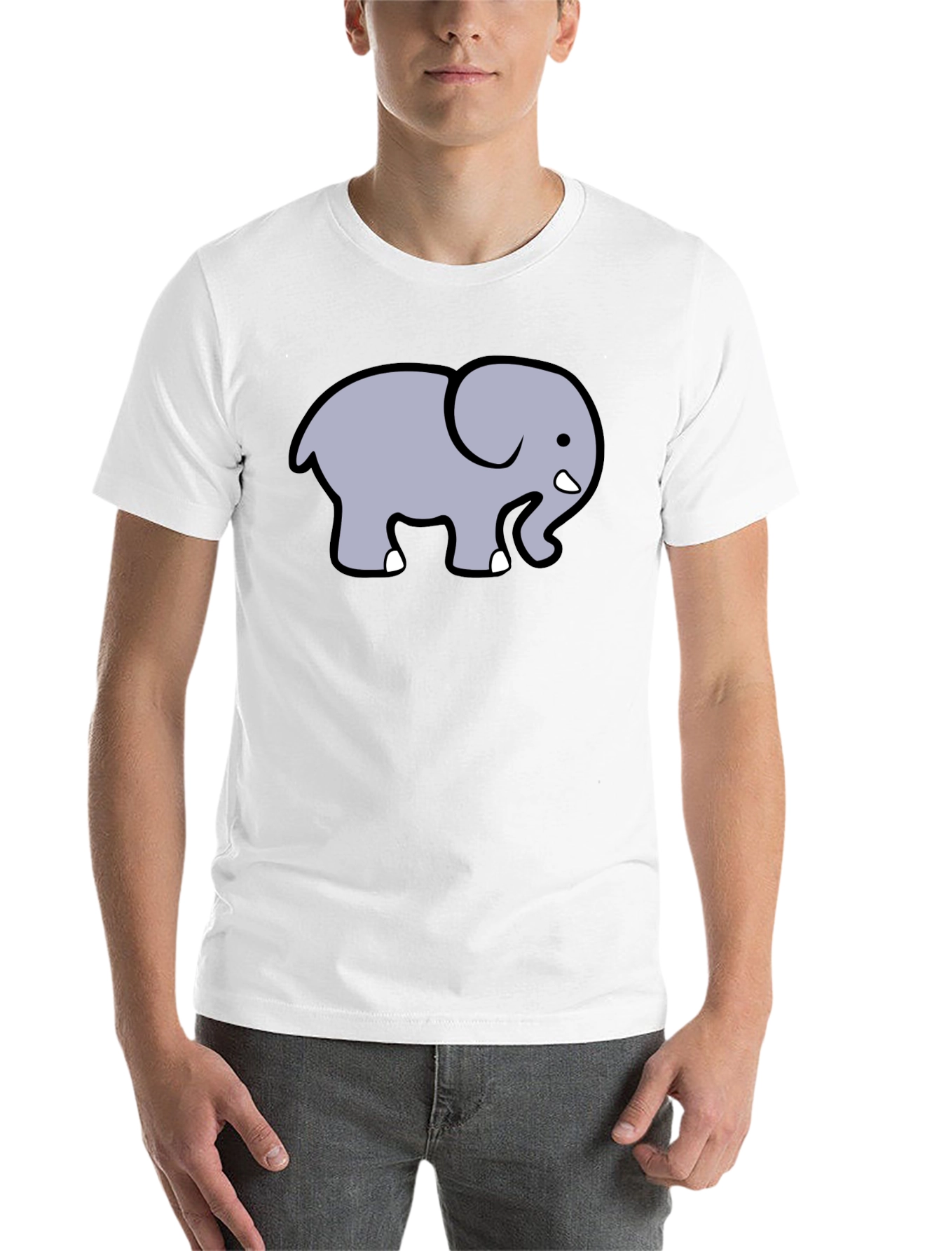 Black Cute Elephant Graphic T-Shirt - Black Cotton Tee view 14
