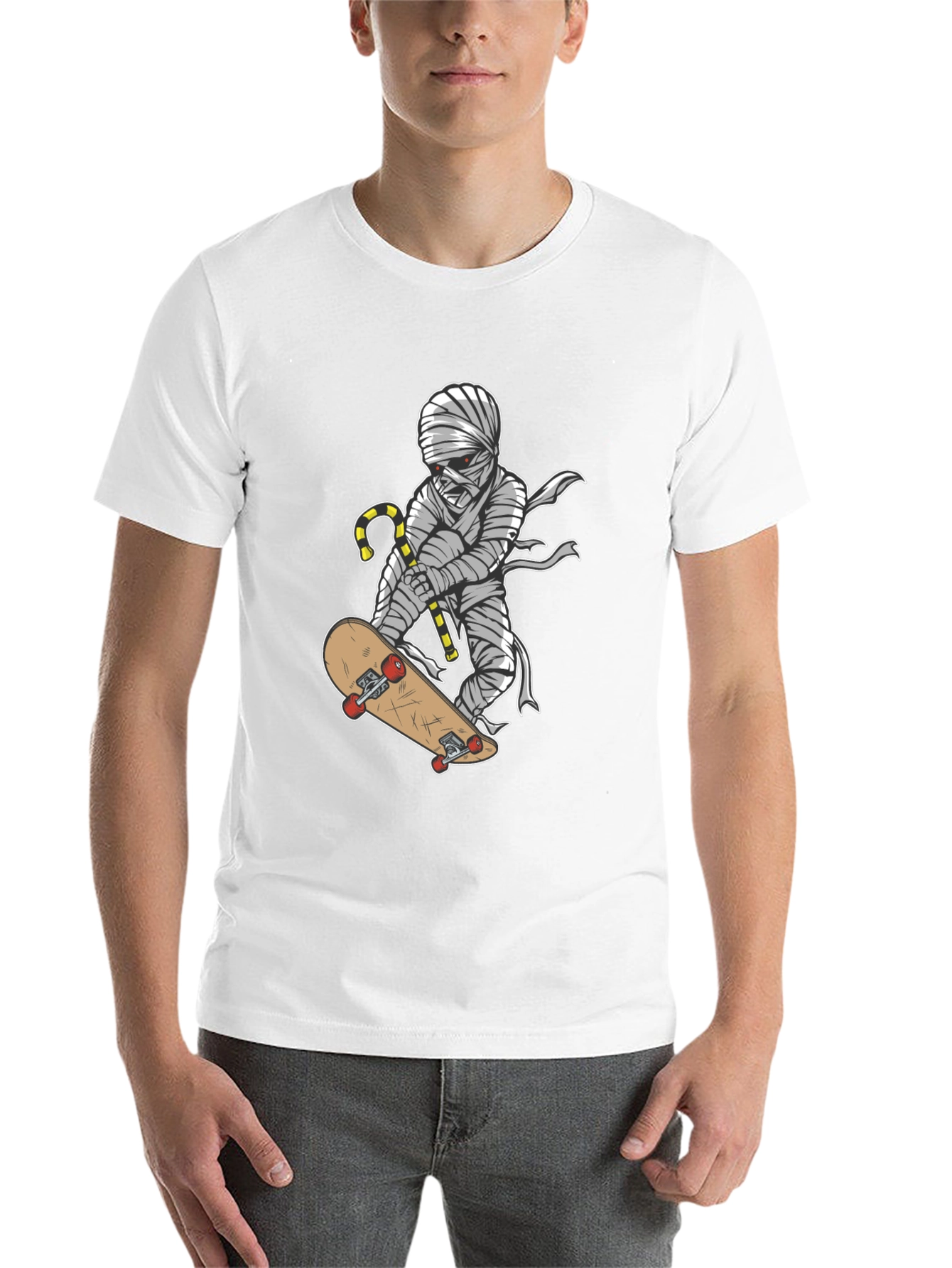 Black Mummy Skateboarder Graphic T-Shirt - Cool Halloween Tee view 14