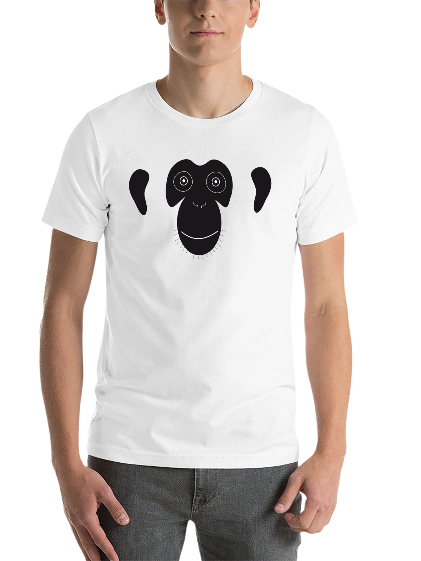 Black Funny Monkey Face Graphic Black T-Shirt view 14