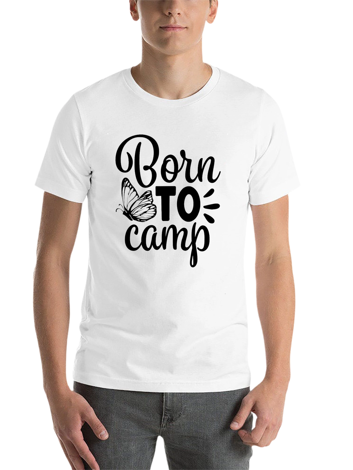 Black Born To Camp Graphic Tee - Black Cotton T-Shirt view 14