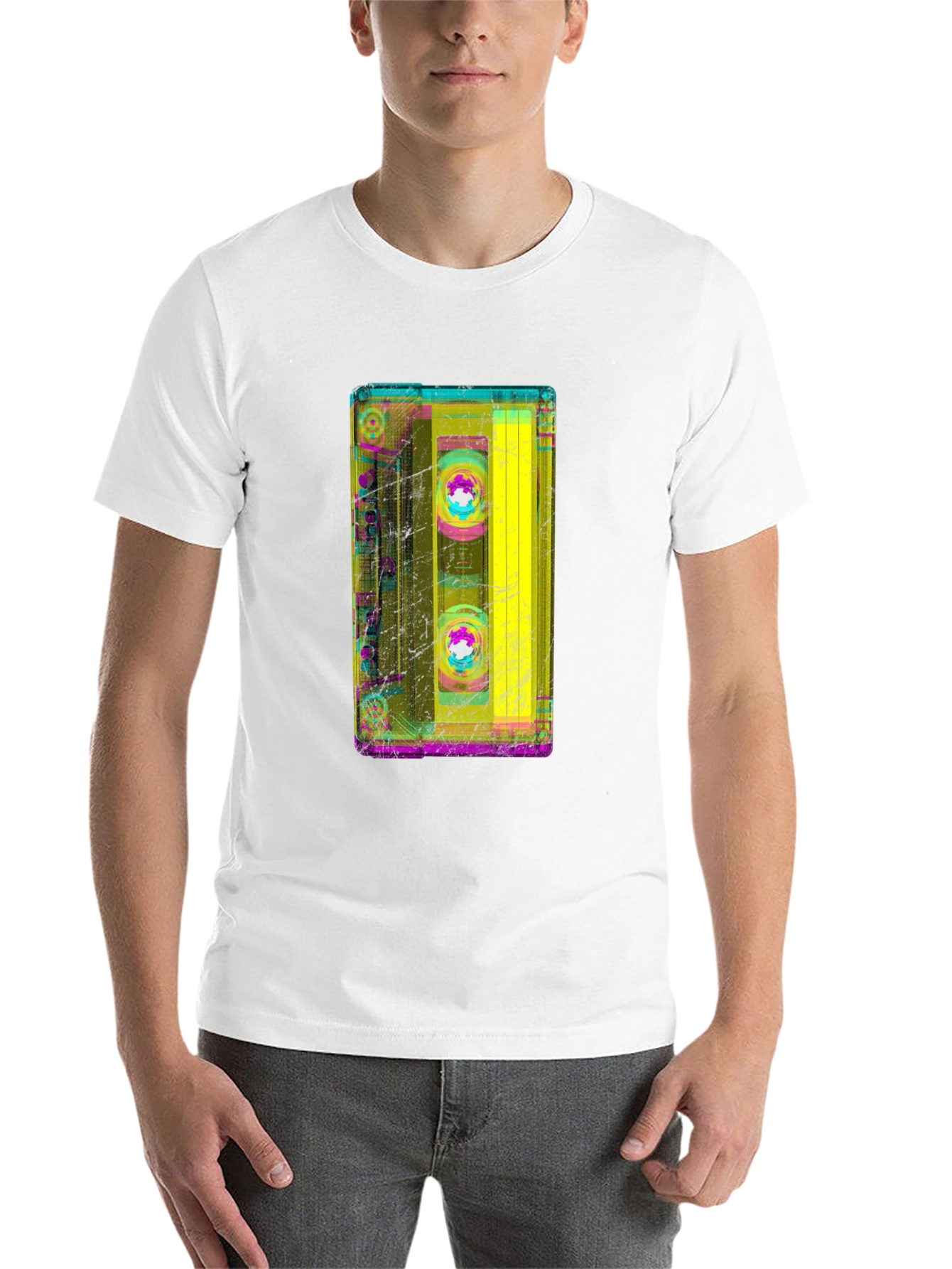 Black Retro Cassette Tape Graphic Tee - Black Cotton T-Shirt view 14