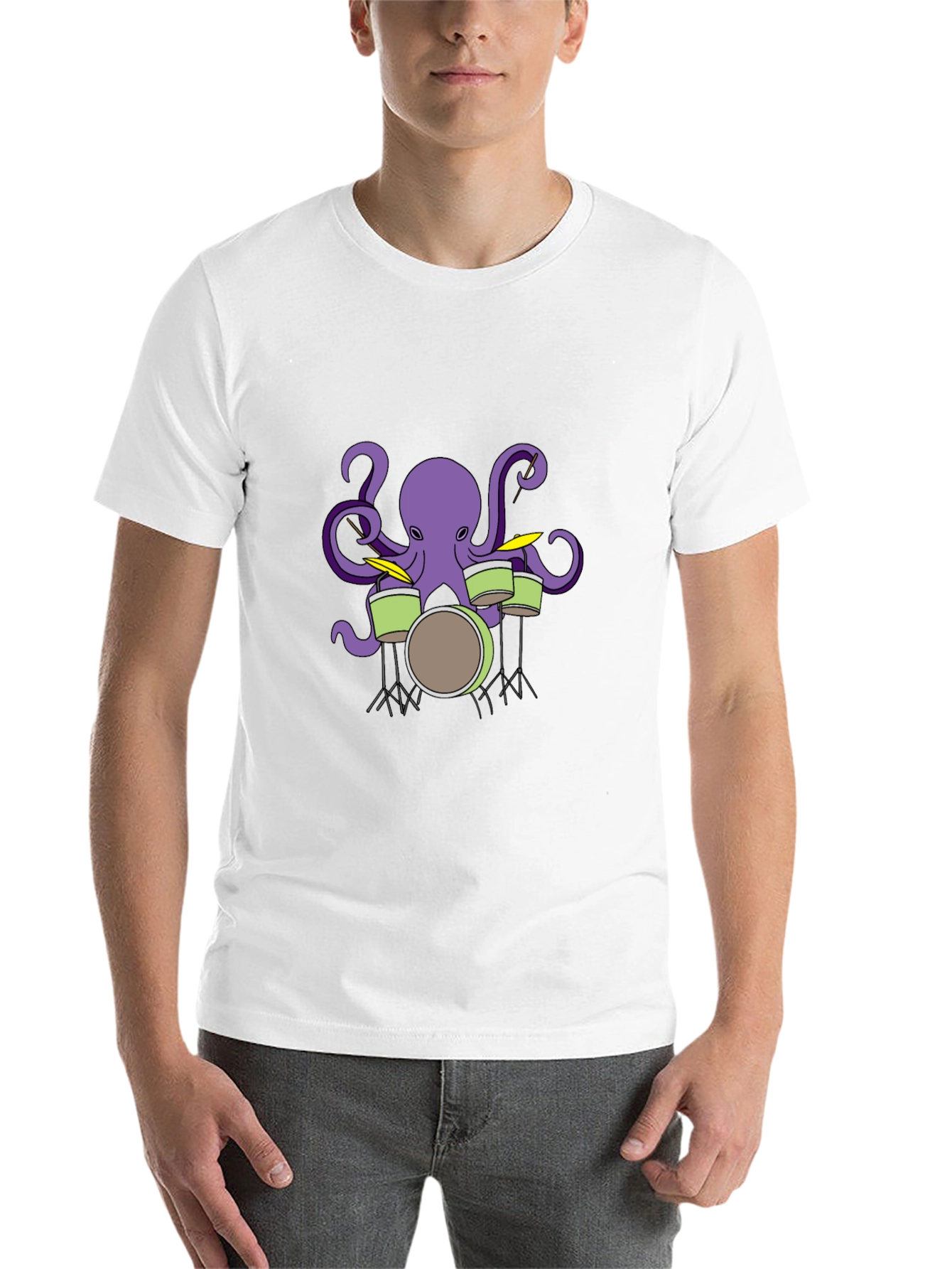 Black Octopus Drummer Graphic T-Shirt - Black view 14