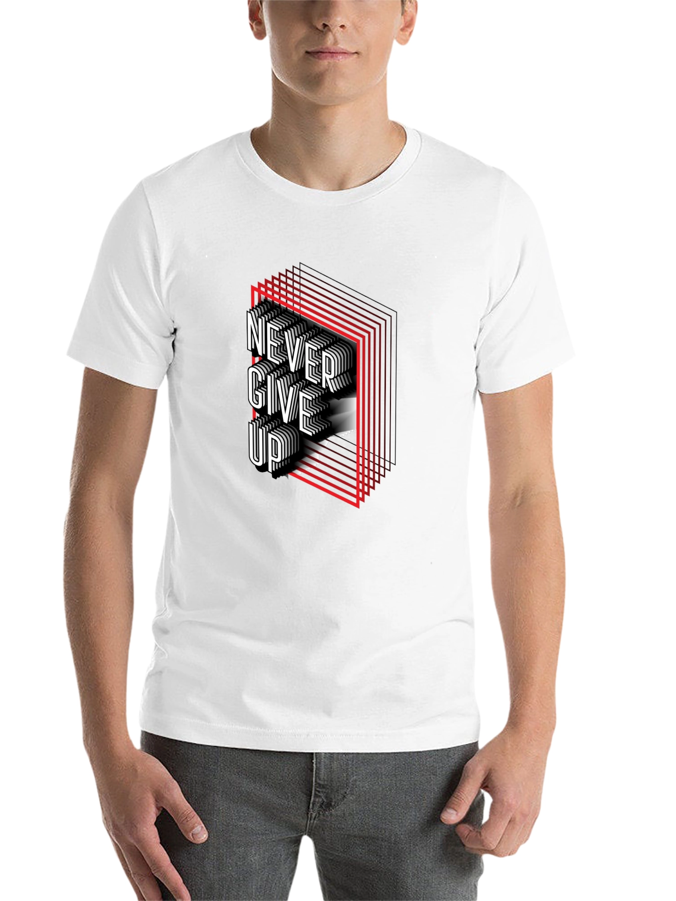 Never Give Up Graphic Print T-Shirt - 14
